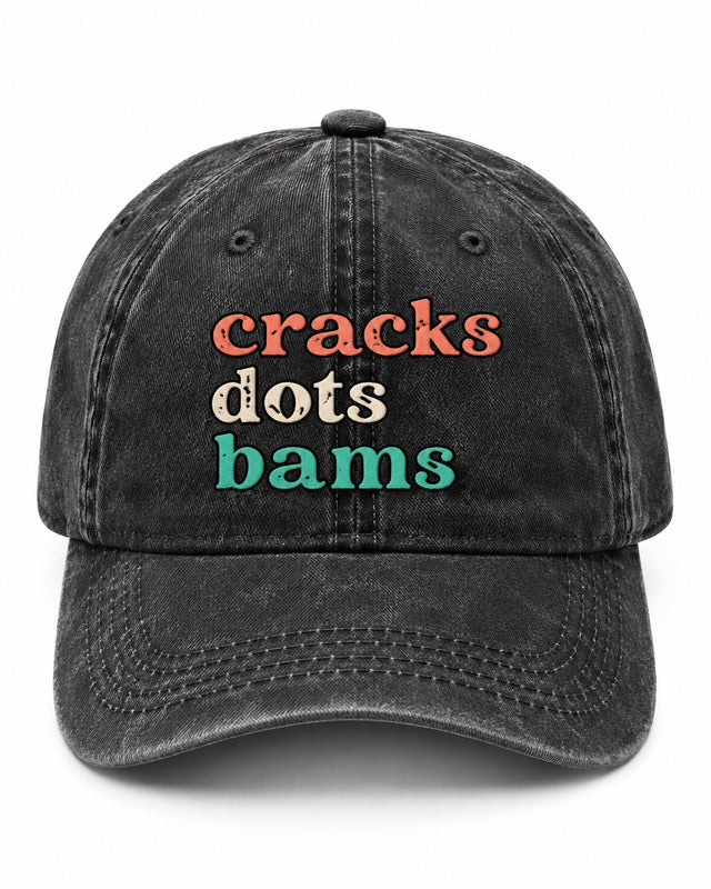 Mahjong cap in washed black with Cracks Dots Bams lettering